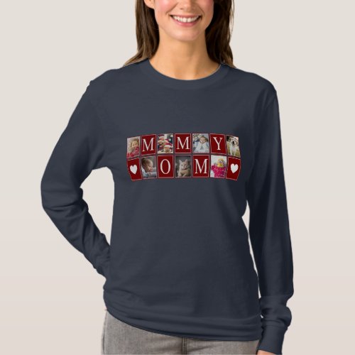 Multiphoto Pattern with Mommy Text Photo T_Shirt