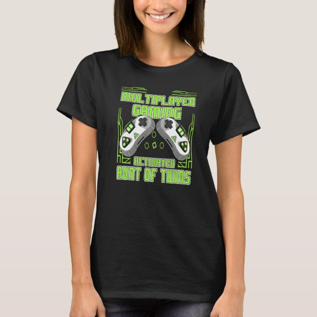 Multiplayer Gaming Aunt Of Twins Video Gamer Women T-Shirt (Front)
