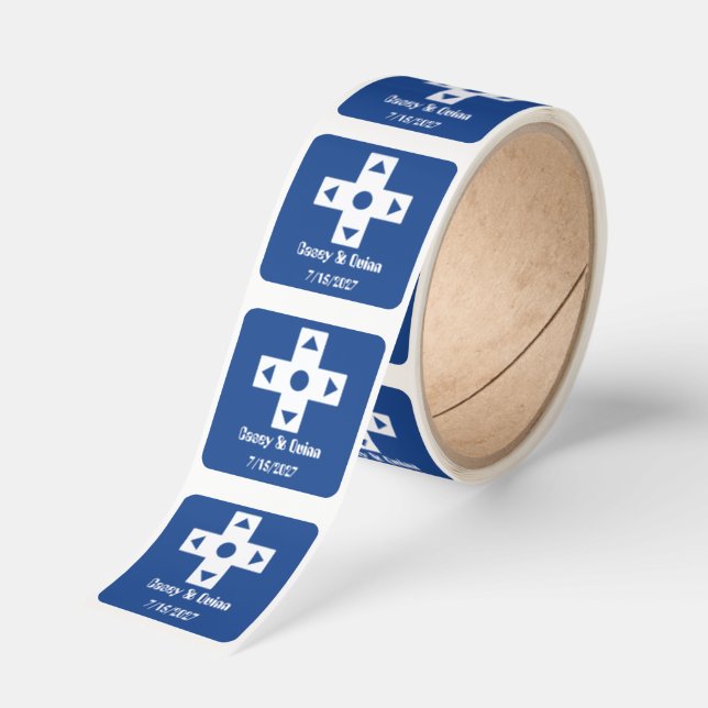 Multiplayer Mode in Blue Wedding Square Sticker (Roll)