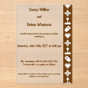 Multiplayer Mode in Chocolate Acrylic Wedding  Invitations