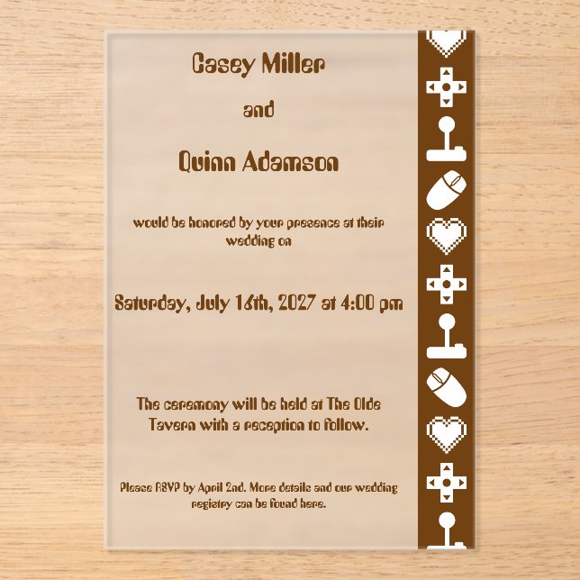 Multiplayer Mode in Chocolate Acrylic Wedding  Invitations (Front)