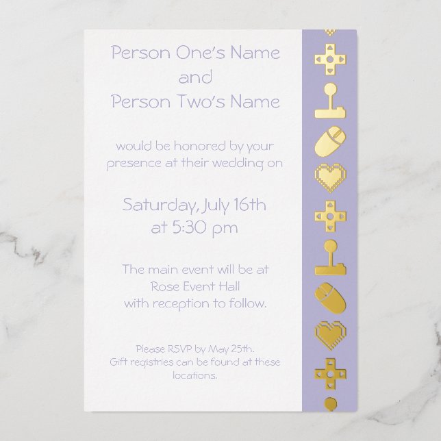Multiplayer Mode in Lavender Foil Invitation (Front)