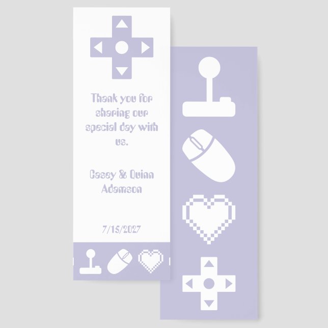 Multiplayer Mode in Lavender Wedding Favor Bookmarks (Front & Back)