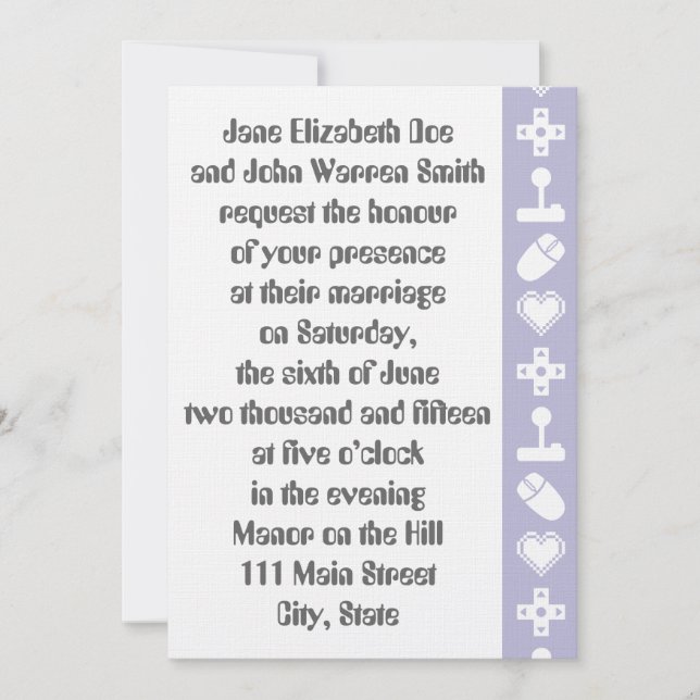 Multiplayer Mode in Lavender Wedding Invitation (Front)