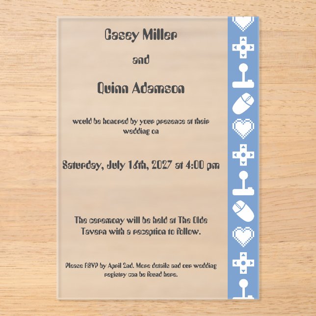 Multiplayer Mode in Periwinkle Acrylic Wedding  Invitations (Front)