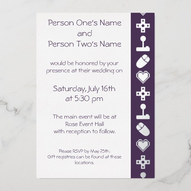 Multiplayer Mode in Purple Foil Invitation (Front)