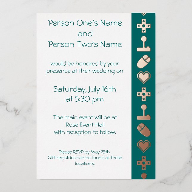Multiplayer Mode in Teal Foil Invitation (Front)