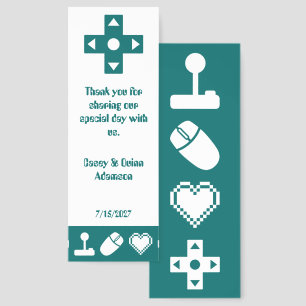 Multiplayer Mode in Teal Wedding Favor Bookmarks