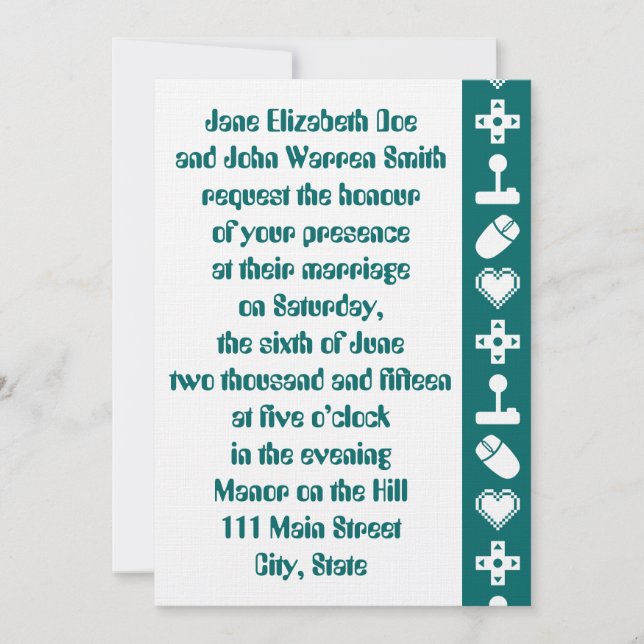 Multiplayer Mode in Teal Wedding Invitation (Front)