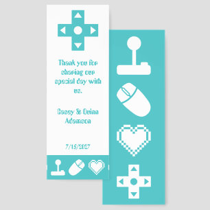 Multiplayer Mode in Turquoise Wedding Favor Bookmarks