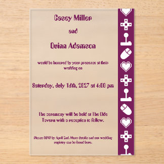 Multiplayer Mode in Wine Acrylic Wedding  Invitations