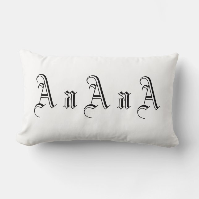 Multiple A Monogram in Black and White Lumbar Pillow (Front)