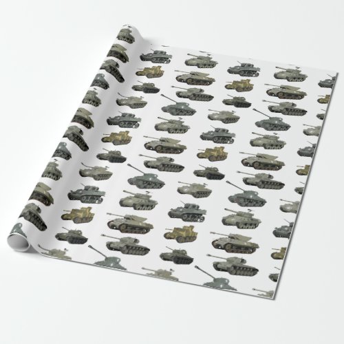 Multiple American WW2 Tanks and Armored Vehicles Wrapping Paper
