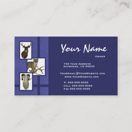 Customizable Multiple Animal Taxidermy Business Cards ~D2 Blue