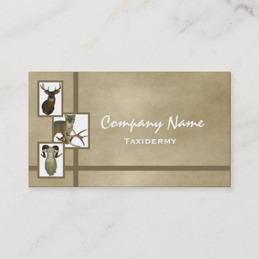 Customizable Multiple Animal Taxidermy Business Cards ~ D2 Tan