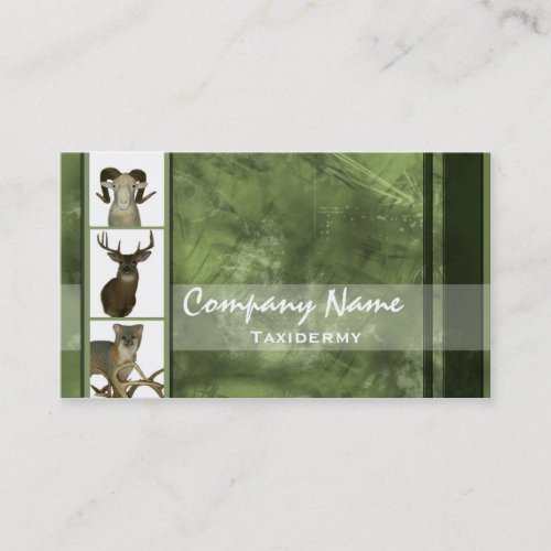 Multiple Animal Taxidermy Business Cards ~ Green