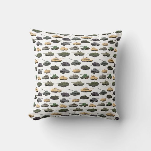 Multiple Battle Tanks Throw Pillow