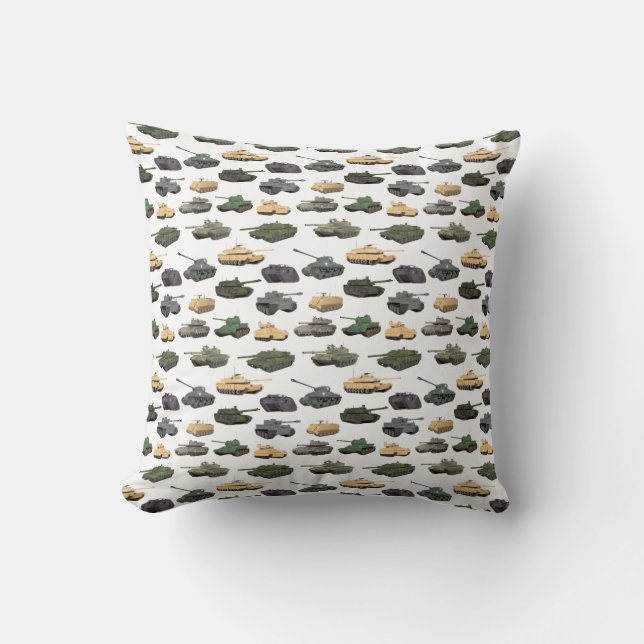 Multiple Battle Tanks Throw Pillow (Front)