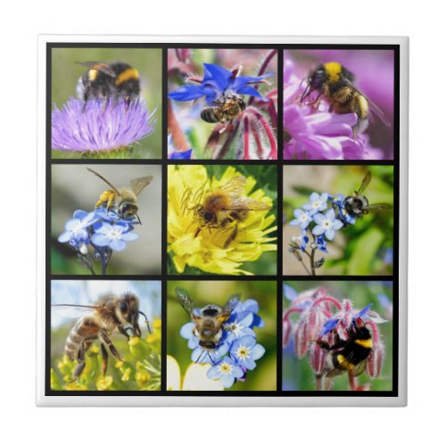 Multiple bees and bumblebees ceramic tile