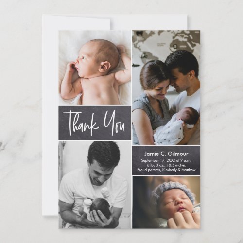 Multiple birth photo collage baby shower thank you card
