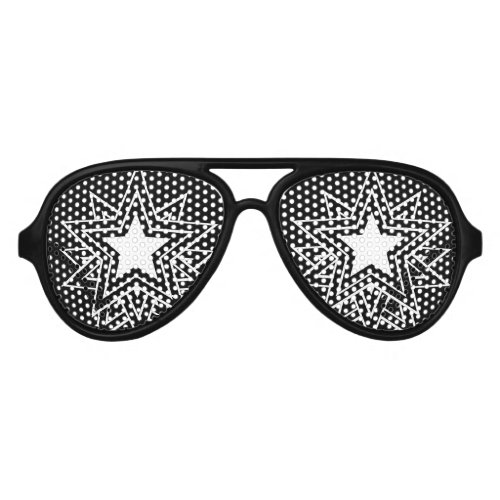 Multiple Black Star Aviator Sunglasses