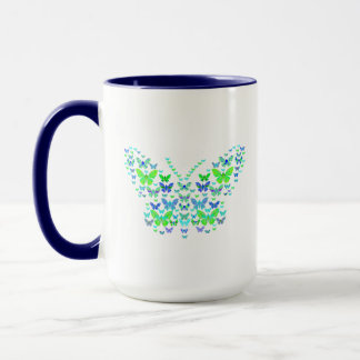 Multiple butterflies blue green Combo Mug, 15 oz Mug