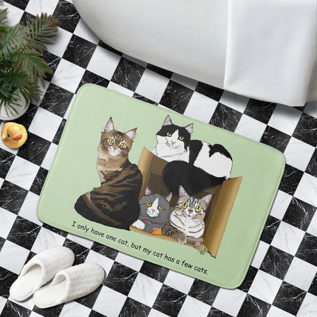 Multiple Cat Households Green Funny Bath Mat (Creator Uploaded)