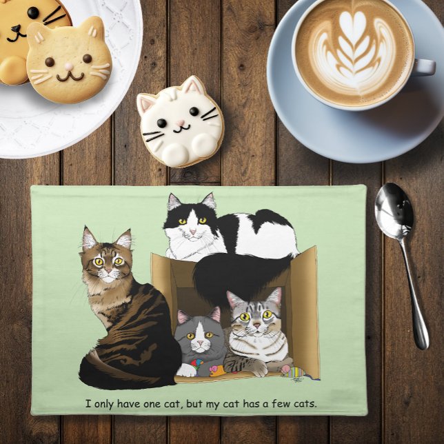 Multiple Cat Households Green Funny Cloth Placemat (Creator Uploaded)