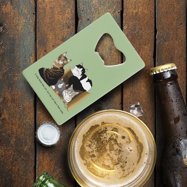 Multiple Cat Households Green Funny Credit Card Bottle Opener (Creator Uploaded)