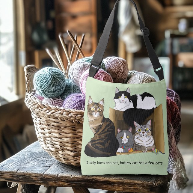Multiple Cat Households Green Funny Crossbody Bag (Creator Uploaded)