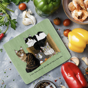Multiple Cat Households Green Funny Cutting Board
