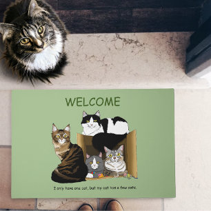 Multiple Cat Households Green Funny Doormat