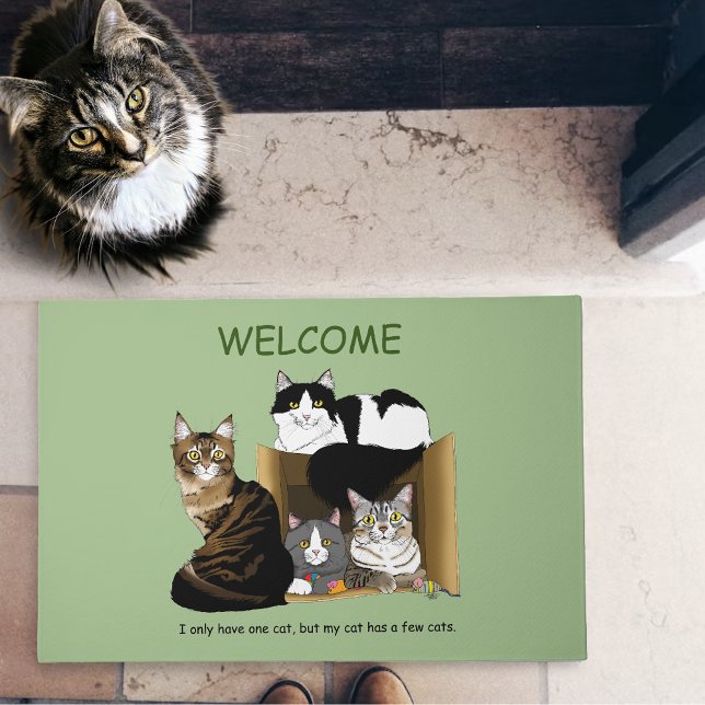 Multiple Cat Households Green Funny Doormat (Creator Uploaded)