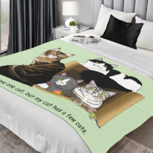 Multiple Cat Households Green Funny Fleece Blanket