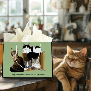 Multiple Cat Households Green Funny Large Gift Bag