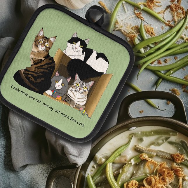 Multiple Cat Households Green Funny Pot Holder (Creator Uploaded)