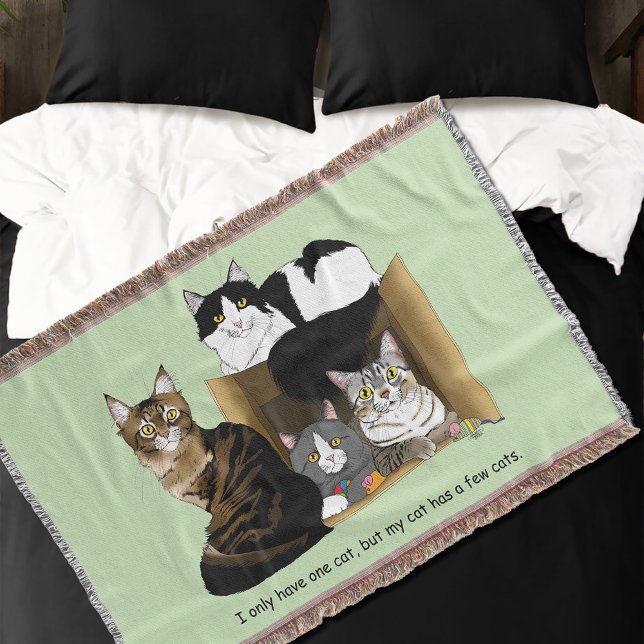 Multiple Cat Households Green Funny Throw Blanket (Creator Uploaded)