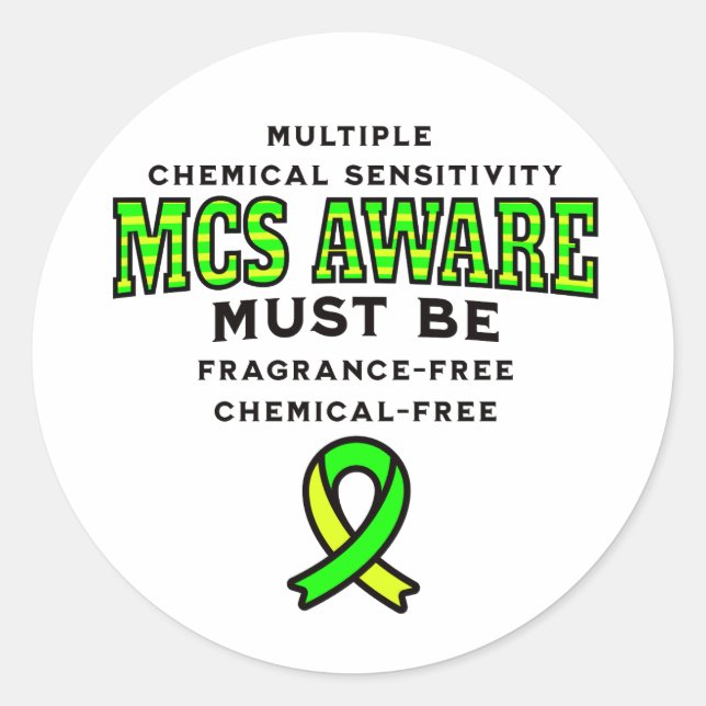 Multiple Chemical Sensitivity MCS Awareness  Classic Round Sticker (Front)