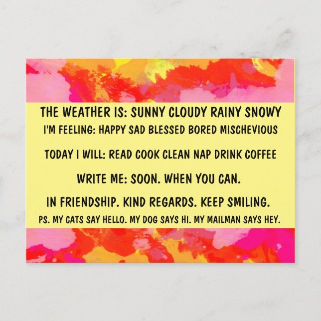 MULTIPLE CHOICE Funny lazy person retro POSTCARD (Front)