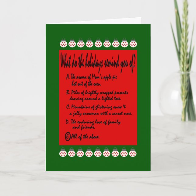 Multiple Choice: The Holidays Remind You Of? Holiday Card (Front)