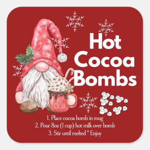 Multiple Cocoa Bombs Square Packaging Stickers