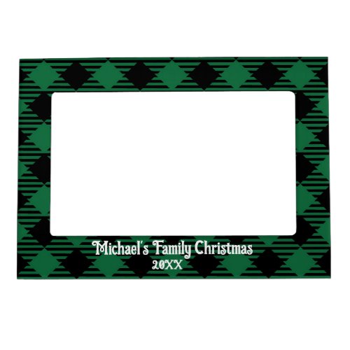 Multiple Color Buffalo Plaid Family Christmas Gift Magnetic Frame