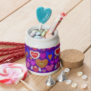 Multiple colorful hearts Valentine Candy Jar