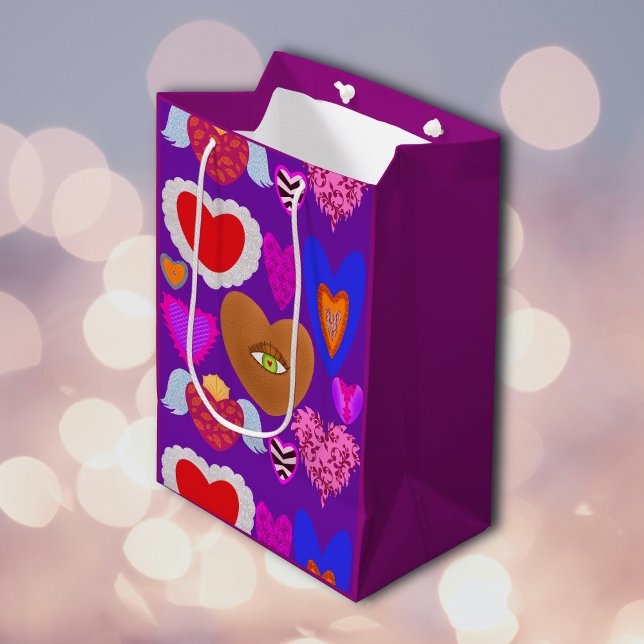 Multiple colorful hearts Valentine Medium Gift Bag (Creator Uploaded)