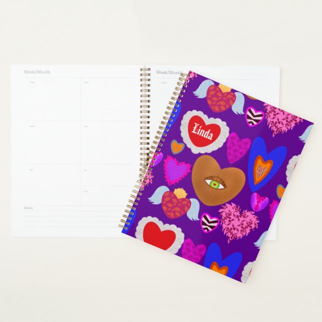 Multiple colorful hearts Valentine Planner (Display)
