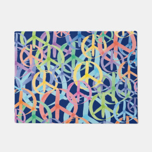 Multiple Colors of Peace Symbols Doormat