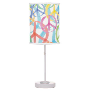 Multiple Colors of Peace Symbols Table Lamp