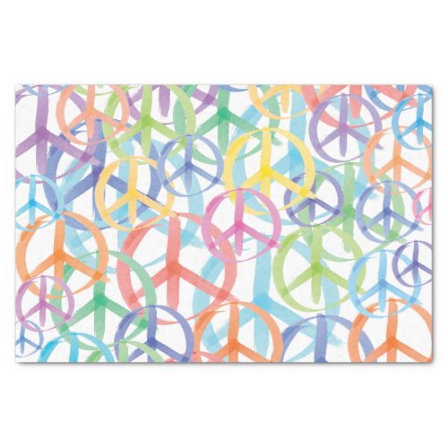 Multiple Colors of Peace Symbols Tissue Paper