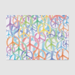 Multiple Colors of Peace Symbols Tissue Paper