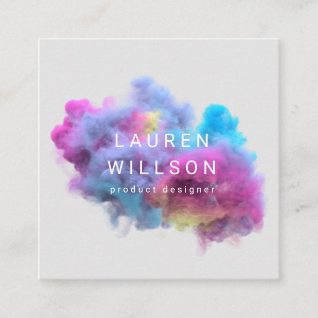 multiple colors smoke effect modern square business card (Front)